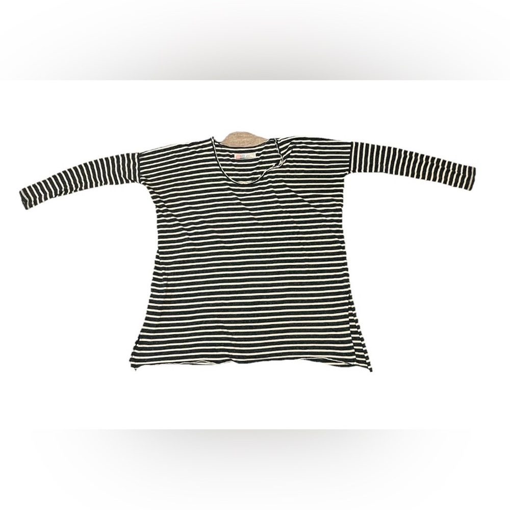 Free People Beach One Body Un Corp Green Striped Oversized Tunic Top Long Sleeve